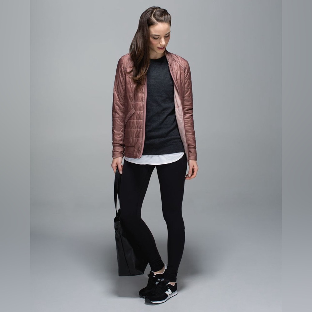Lululemon The Bomb Bomber Jacket Reversible Bark Berry Size 10 Primaloft EUC - Picture 3 of 15